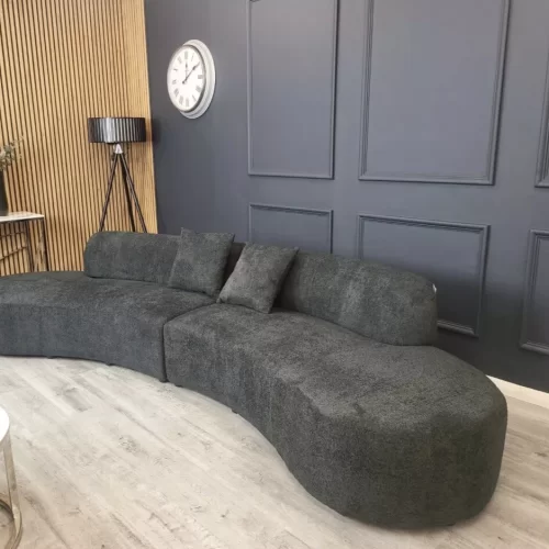 Curved Presenter / Guest Sofa – Black – 336cm Long